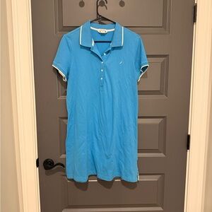 Nautica Blue Polo Dress with White Accents Size XL